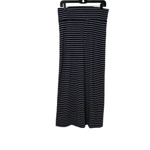 NWT OGL Navy & White Striped Pull On Casual Comfy Medium Midi/Maxi